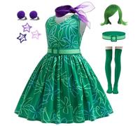 bluaqua Joy Joy Disgusto Disgust Dress Costume travestimento per bambini ragazze taglia 2-10 anni (disgusto, 140)
