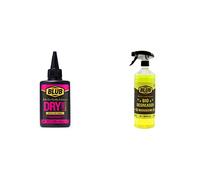 BLUB Sgrassatore neutro per catene di biciclette 1L, Detergente biodegradabile, Detergente per catene Moto, Spray Bio degreaser MTB + Lubrificante Dry per Catene di Biciclette 120 ml