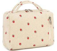 Bluboon Borsa da toilette da viaggio Borsa da trucco portatile per cosmetici per donne e ragazze, Beige fragola