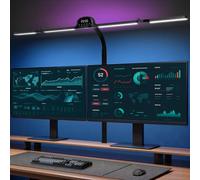 Bludrfnly Lampada da scrivania a LED con RGB, 120 cm, con morsetto, dimmerabile, con sensore di movimento, sensore di luce, telecomando, orologio, per ufficio, lettura, architetto, taglierino