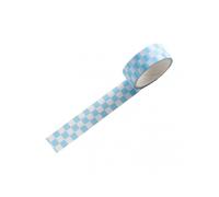 (Blue)1 Roll Washi Tape Sticky Adhesive Clear Print Removable Fade-resistant Scrapbooking Washi Checkerboard Pattern Paper Tape For Kids