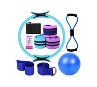 (Blue) 11pcs Pilates Kit Essential Set for Women with Pilates Ring, Ball, Resistance Bands & More for Home Workouts Versatile Resistance Levels
