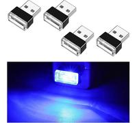 (Blue) 4pcs Usb Led Car Interior Atmosphere Lamp, Mini Usb Car Light, Plug-in Usb Interface Trunk Ambient Lighting Portable Night Light - Pjun