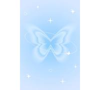Blue Aesthetic Y2K Butterfly Notebook, 6" x 9", 120 College Ruled Pages, Retro School and College Journal for Women