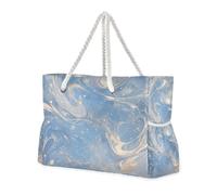 Blue and Gold Fantasy Dream Borsa da donna di grande capacità con tasche laterali, borse da lavoro, oggetti essenziali da viaggio, regali di compleanno per le donne