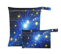 Blue and Gold Romantic Sky - Borse da viaggio con cerniera, confezione da 2, essenziali da viaggio, con manici per piscina, yoga