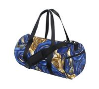 Blue and Gold Rose Duffel Bag Large Carry On Airport Bag Workout Folding