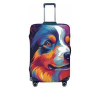 Blue and Orange Dog Elastic Travel Luggage Cover Protettiva, Stampa Valigia Bagaglio Copertura Anti-Graffio, Nero , S