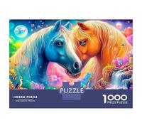 Blue And Orange Horses in A Magical Forest Puzzle Da 1000 Pezzi Fine Horse Educativo E Sfidante, Regalo Per Tutti 38x26cm/1000pcs
