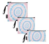 Blue and Peach Gradient - Confezione da 3 sacchetti riutilizzabili con cerniera, multiuso, per alimenti di emergenza, per articoli da viaggio, organizzazione domestica