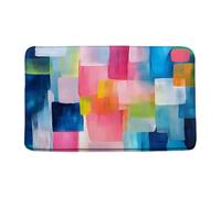 Blue And Pink Abstract Watercolor Modern Colorful Aesthetic Minimalist Oil Pattern Style Tappeti Da Bagno Morbido Zerbino Asciugapassi Lavabile In Lavatrice Tappeto Entrata Per Esterno 40X60Cm