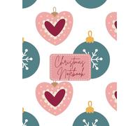 Blue and Pink Heart Christmas Ornaments Notebook: Elegant Holiday Lined Journal Gift