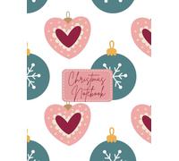 Blue and Pink Heart Christmas Ornaments Notebook: Elegant Holiday Lined Journal Gift