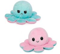 (Blue and pink)Plush Octopus Reversible Cute Flip Soft Toy Gift Happy Sad Mood Kid Gift