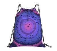 Blue And Purple Flying Musical Notes Tasche con Coulisse Stringa Sacca con Cordoncino Pieghevole Borsa Palestra per Yoga Campeggio Viaggi 36X42Cm