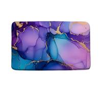 Blue And Purple Marble Modern Abstract Texture Ombre Watercolor Ink Aesthetics Zerbino Asciugapassi Antiscivolo Tappeti Da Bagno Lavabile Tappeto Entrata Per Corridoio Vasca Cucina 40X60Cm