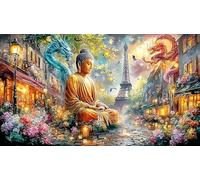 Blue-and-Red-Dragons-Facing-Each-Other Puzzle per adulti 1000 pezzi Carta riciclata Sfida di gioco educativo per decorazione murale e regali Bellissimo puzzle decorativo 38x52/1000 pezzi