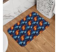 Blue And Red Flame Shark Print Zerbino Assorbente Tappeto Ingresso Polvere Tappeto D'Ingresso Per Ufficio Casa Cucina 60X40Cm