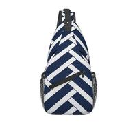 Blue And White Line Donna Uomo Borsa A Spalla Casual Zaino Monospalla Regolabile Sling Bag Per Escursionismo Viaggio Treeking