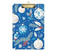 Blue and White Merry Christmas Holly Bell A4 md Pocket Nursing Appunti File Appunti Acrilico Carino per il Primo Anno Insegnante Must Haves Dimensioni 9 x 12