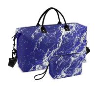 Blue and White Waves Large Travel Bag Weekend Bag Gym Bag con tracolla regolabile per yoga impermeabile, onde blu e bianche, 1 taglia, onde blu e bianche, 1 size