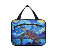 Blue Art Star Turtle Blue Hanging Toiletry Bags per gli uomini con gancio, borsa per la cura della pelle carina di design per gli elementi essenziali da viaggio per le donne Bagno envase para Perfume