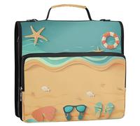 Blue Beach - Raccoglitore con cerniera a 3 anelli da 3,8 cm, con manico e tracolla rimovibile, facile da trasportare, organizer per la scuola, adatto per la scuola media Organizador de la carpeta