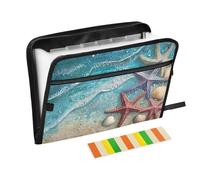 Blue Beach Starfish Espandibile File Giacche 13 Tasche A4 Lettera Formato con Chiusura a Cerniera per Casa Ufficio Cartella di Viaggio con Chiusura carpeta de