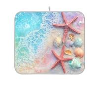 Blue Beach Stella marina conchiglie scolapiatti tappetino cucina contatore scolapiatti tappetino scolapiatti opaco 16 x 18
