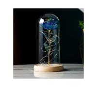 (Blue) Beauty And The Beast Rose, Forever Infinity Rose In Glass Dome, Galaxy Eternal Rose With Led Lights Gifts For Her