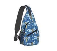 Blue Bee Dragonfly Print Sling Bag per uomo e donna, borsa a tracolla borsa da petto zaino per viaggi escursionismo