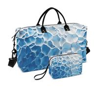 Blue-bianco Gradient Travel Tote Bag Carry On Weekend Bag Gym Bag con Toiletry Bag per Trekking Pieghevole, Gradiente blu-bianco, 1 size