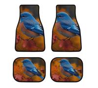 Blue Bird and Leaves - Set di 4 tappetini per auto, impermeabili, anteriori e posteriori, con retro in gomma antiscivolo, universali, adatti per auto, camion, furgoni, SUV