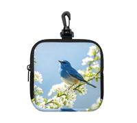 Blue Bird Art, piccola custodia impermeabile con cerniera, in neoprene, per auricolari, portachiavi