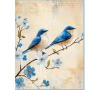 Blue Birds and Blossoms Composition Notebook: Vintage Botanical Aesthetic Lined Journal - 8.5 x 11 Inch 130 Pages - Large College Ruled Diary for Bird Lovers, Nature Enthusiasts, and Students