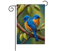 Blue Birds In The Fruit Tree Spring Scene Flag Colore Vivido Bandiere Verticale Robuste Bandiere Per Portico Feste Decorazione 30X45Cm