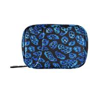 Blue Black Leopard Print Borsa di aiuto con scomparti staccabili Portatile Day Pill Organizer