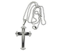 Blue Black Silver Stainless Steel Cross Pendant Men&Rsquo;S Necklace Chain Practical and professional