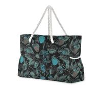 Blue Black Strawberry Sandproof Tote Borsa da viaggio con tasche laterali da donna Weekender Travel con tasche con cerniera