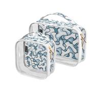 Blue Bones - Borsa da toilette trasparente, in PVC, confezione da 2, Multicolore, 2 pezzi