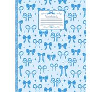 Blue Bow-Themed Paperback College-Ruled 8.5”x11” Notebook: Soft Coquette Cute Pastel Journal with Adorable Ribbon Design - Perfect for Essential Stationery, School Notes, Teens & Women <3