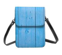 Blue Bright Wood Grain Print Small Crossbody Bags per le donne, piccole borse in pelle per telefono cellulare borsa a tracolla
