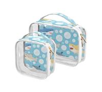 Blue Bubble Sharks Toiletry Bag Men TSA Approvato riutilizzabile Clear Makeup Bag Airport Airline Compliant