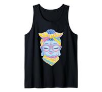 Blue Buddha Kawaii Spiritual Portrait Graphic Occhiali Rosa Canotta