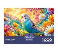 Blue Budgie in Colorful Floral Meadow Puzzle Da 1000 Pezzi Parrot Perfetto Regalo Per Ragazzi, Ragazze, Uomini E Donne 70x50cm/1000pcs