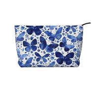 Blue Butterflies Chiusura a Cerniera Borsa Trucco Corduroy Multifunzionale Organizer 22x7x17cm per Viaggi Campeggio Vacanza Fitness, Nero , Taglia unica