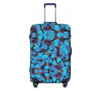 Blue Butterflies - Copribagagli da viaggio elastico, per valigie, 45-81 cm, Nero , L