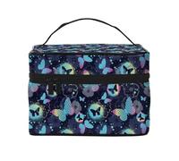 Blue Butterfly(1) borsa per il trucco, graziosa borsa per cosmetici da donna, borsa da toilette, grande borsa organizer da viaggio per il trucco