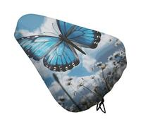 Blue Butterfly and Clouds - Coprisedile per bicicletta da uomo e donna, impermeabile e antipolvere, con coulisse, copertura regolabile per sella della bicicletta o protezione da pioggia e sole