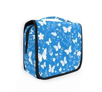 Blue Butterfly e Fiori Borse per le Donne con Gancio Appeso Multifunzionale Makeup Bag Organizer Palestra